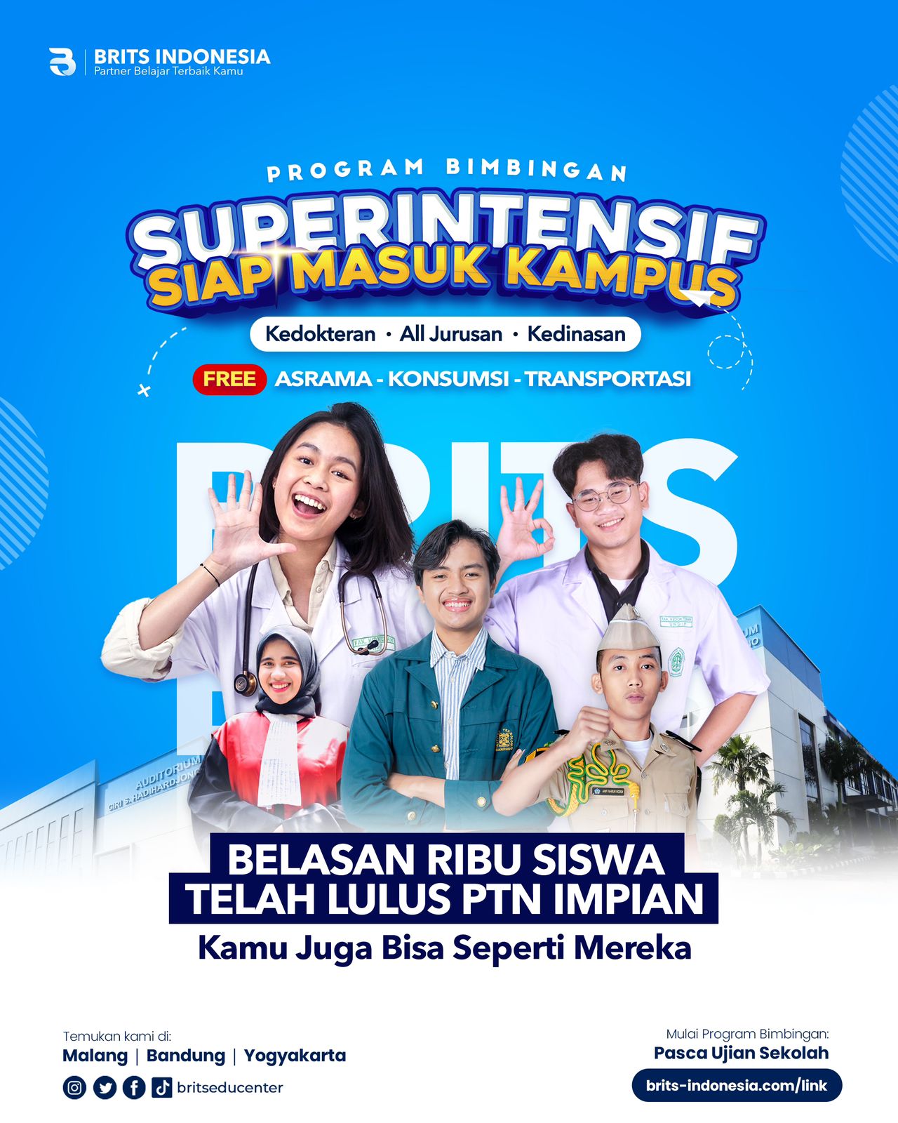 Bimbel Kedokteran Terbesar Supercamp, Bimbel UTBK SNBT Terbaik BRITS Indonesia Yogyakarta Malang Bandung - 082264224264