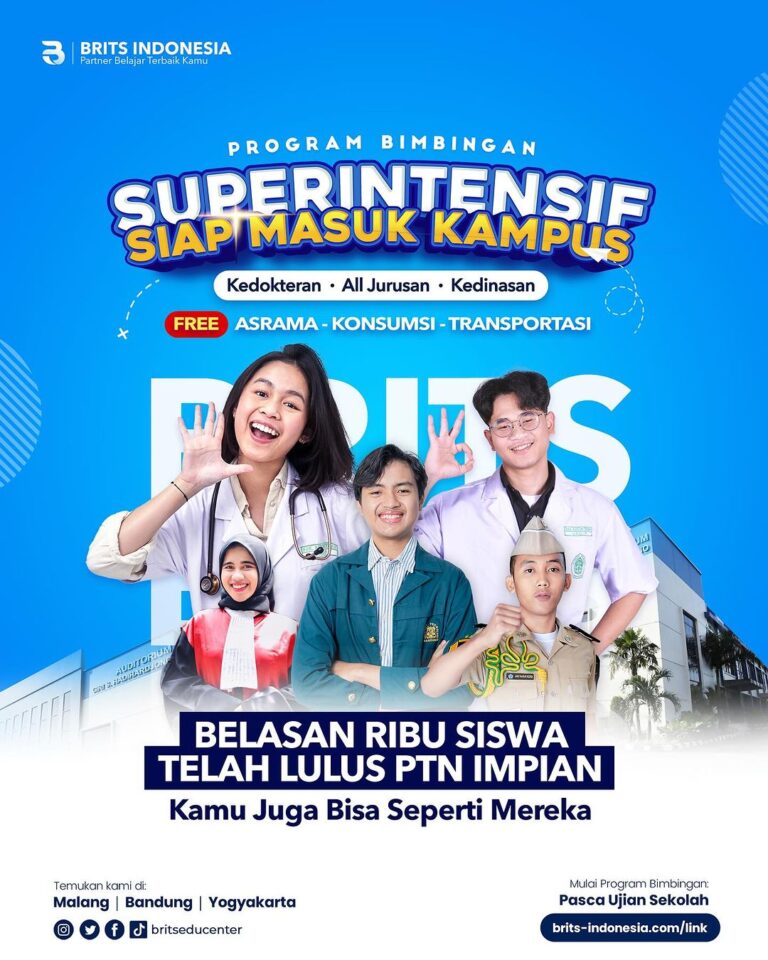 Bimbel Kedokteran Terbesar Supercamp, Bimbel UTBK SNBT Terbaik BRITS Indonesia Yogyakarta Malang Bandung - 082264224264