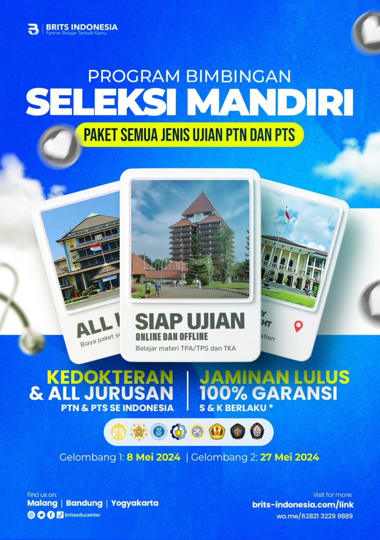 Bimbel Kedokteran Terbesar Supercamp, Bimbel MANDIRI Masuk PTN PTS Terbaik BRITS Indonesia Yogyakarta Malang Bandung - 082264224264