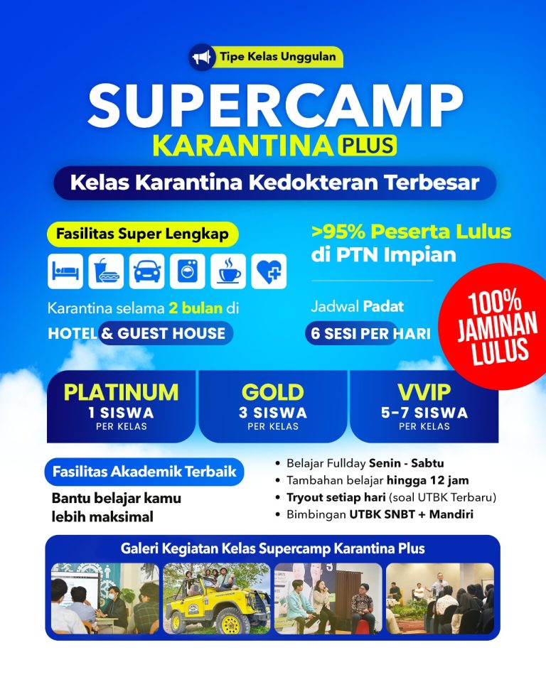 Bimbel Kedokteran Terbesar Supercamp, Bimbel MANDIRI Masuk PTN PTS Terbaik BRITS Indonesia Yogyakarta Malang Bandung - 082264224264