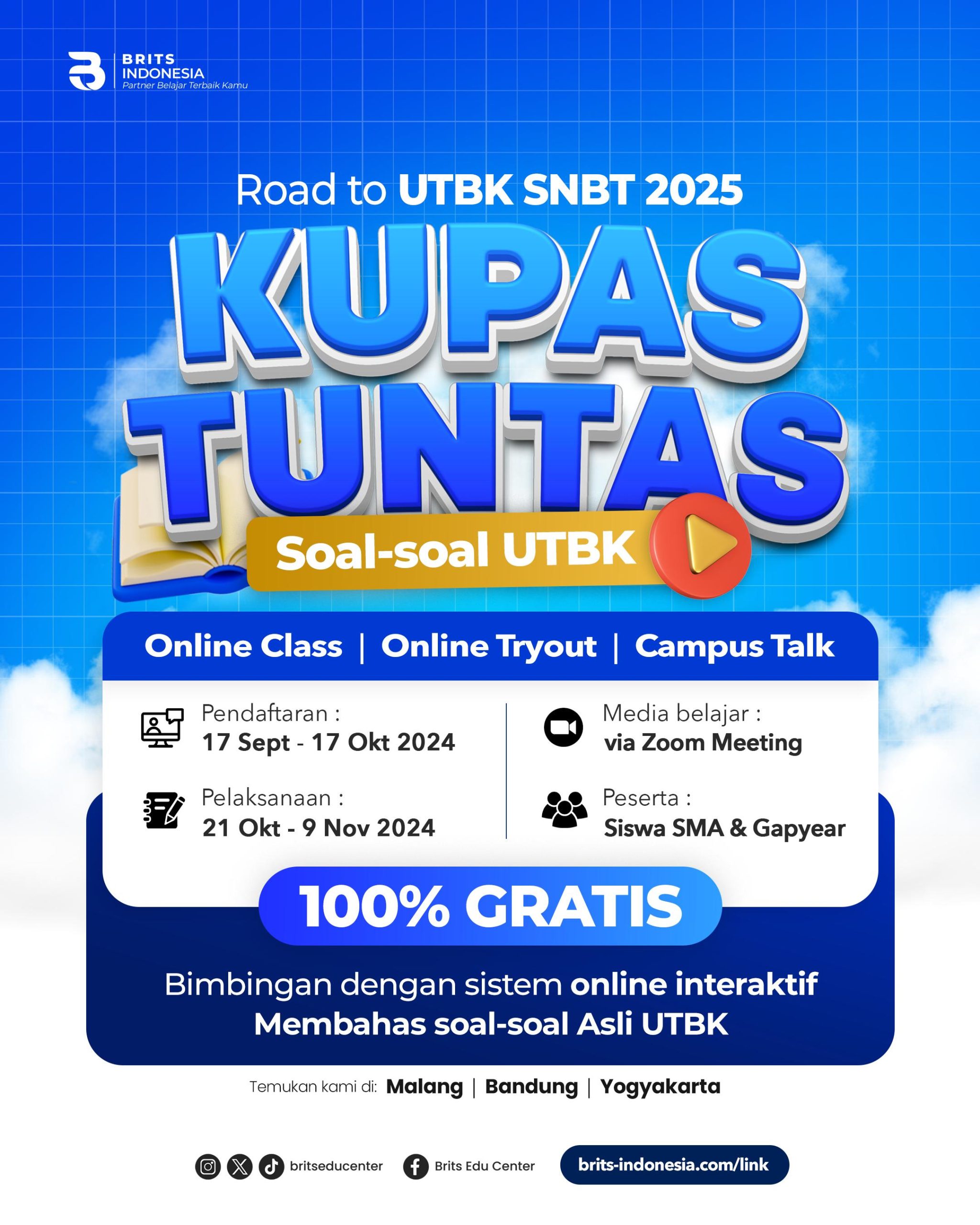 Bimbel Kedokteran Terbesar Supercamp, Bimbel MANDIRI Masuk PTN PTS Terbaik BRITS Indonesia Yogyakarta Malang Bandung - 082264224264