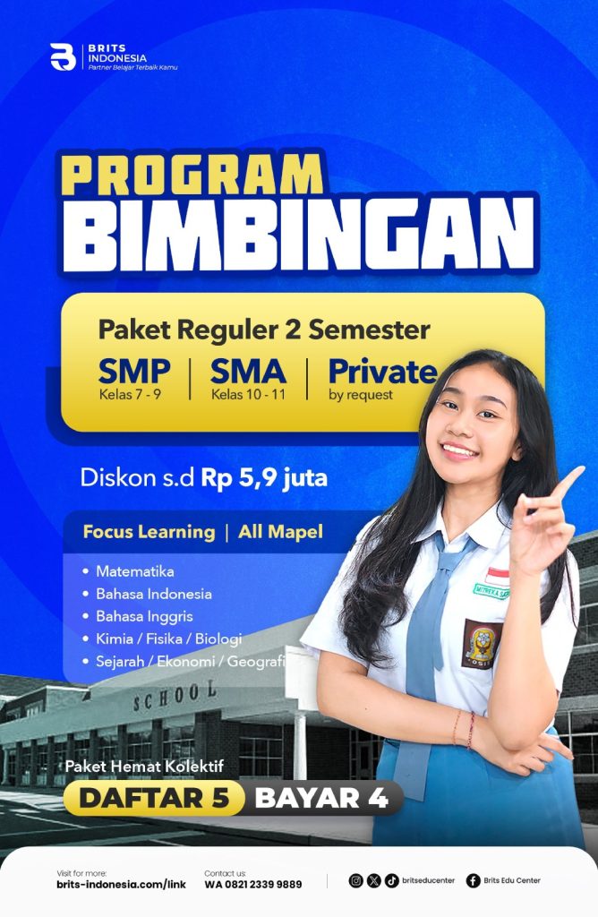 Brosur PROGRAM kelas 10 11 SMA dan kelas 7 8 9 SMP BRITS Indonesia - Belajar Intensif 082264224264