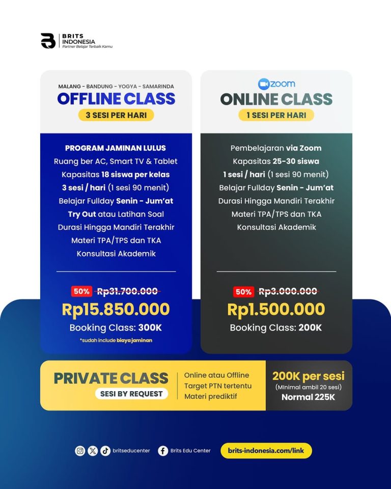 Bimbel Supercamp Kedokteran Terbesar, Bimbel UTBK SNBT Masuk PTN PTS Terbaik BRITS Indonesia Yogyakarta Malang Bandung Samarinda - 082264224264