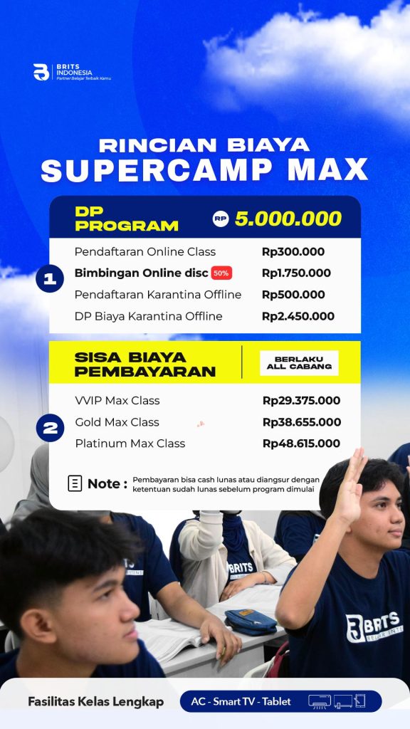 Bimbel Supercamp Kedokteran Terbesar, Bimbel UTBK SNBT Masuk PTN PTS Terbaik BRITS Indonesia Yogyakarta Malang Bandung Samarinda - 082264224264