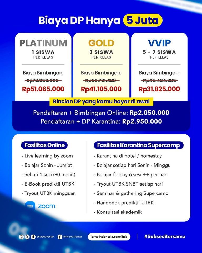 Bimbel Kedokteran Terbesar Supercamp, Bimbel UTBK SNBT Terbaik Termurah BRITS Indonesia Yogyakarta Malang Bandung Samarinda - 082264224264