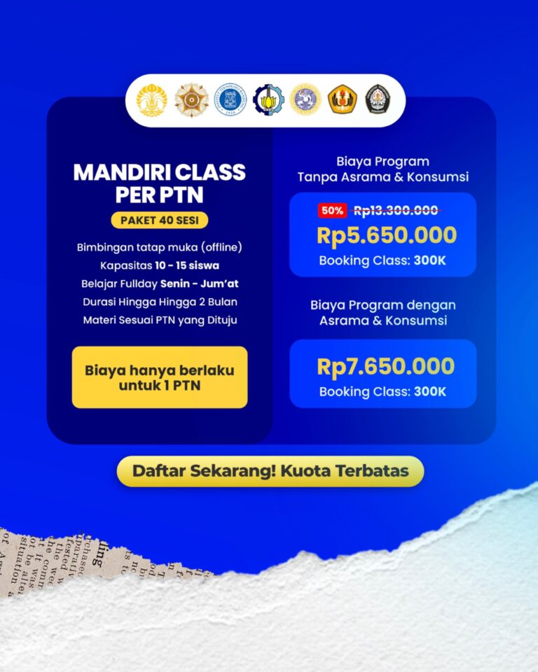 Brosur Program Seleksi Mandiri PTN IUP PTS 2026 bimbel BRITS Indonesia JAMINAN LULUS