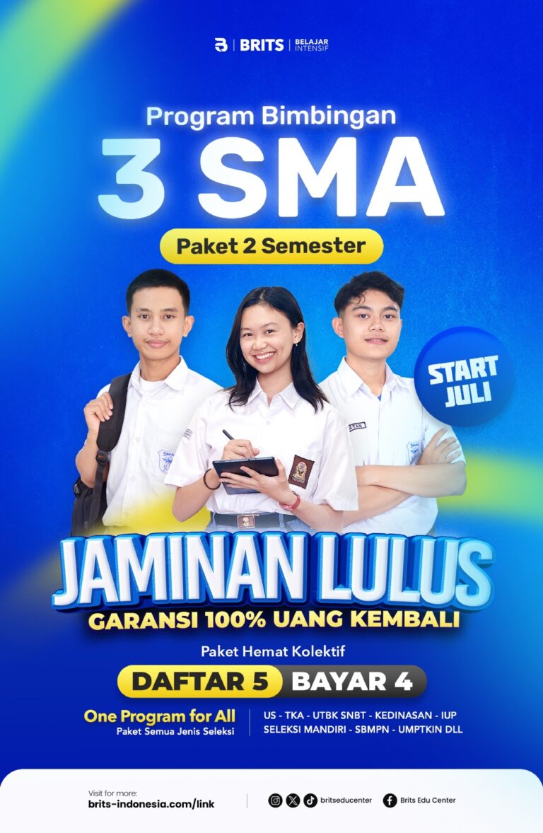 Bimbel PROGRAM kelas 3 SMA TKA UN UTBK Mandiri BRITS Indonesia - Belajar Intensif - Bimbel Sukses Masuk PTN 2026