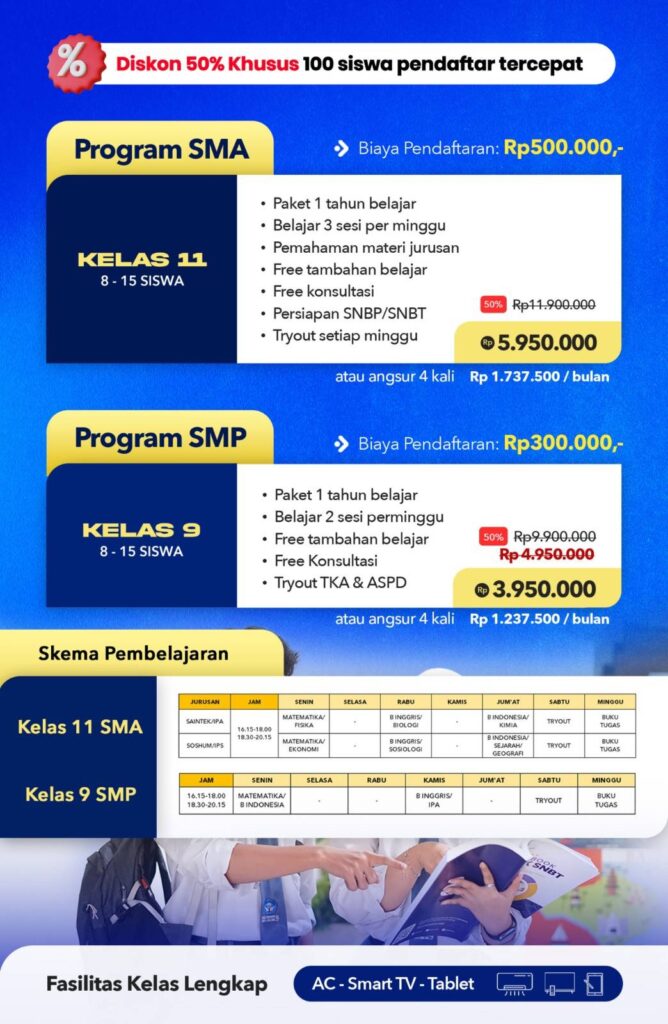Bimbel PROGRAM kelas 2 SMA 9 SMP BRITS Indonesia - Belajar Intensif - Bimbel Sukses Masuk PTN