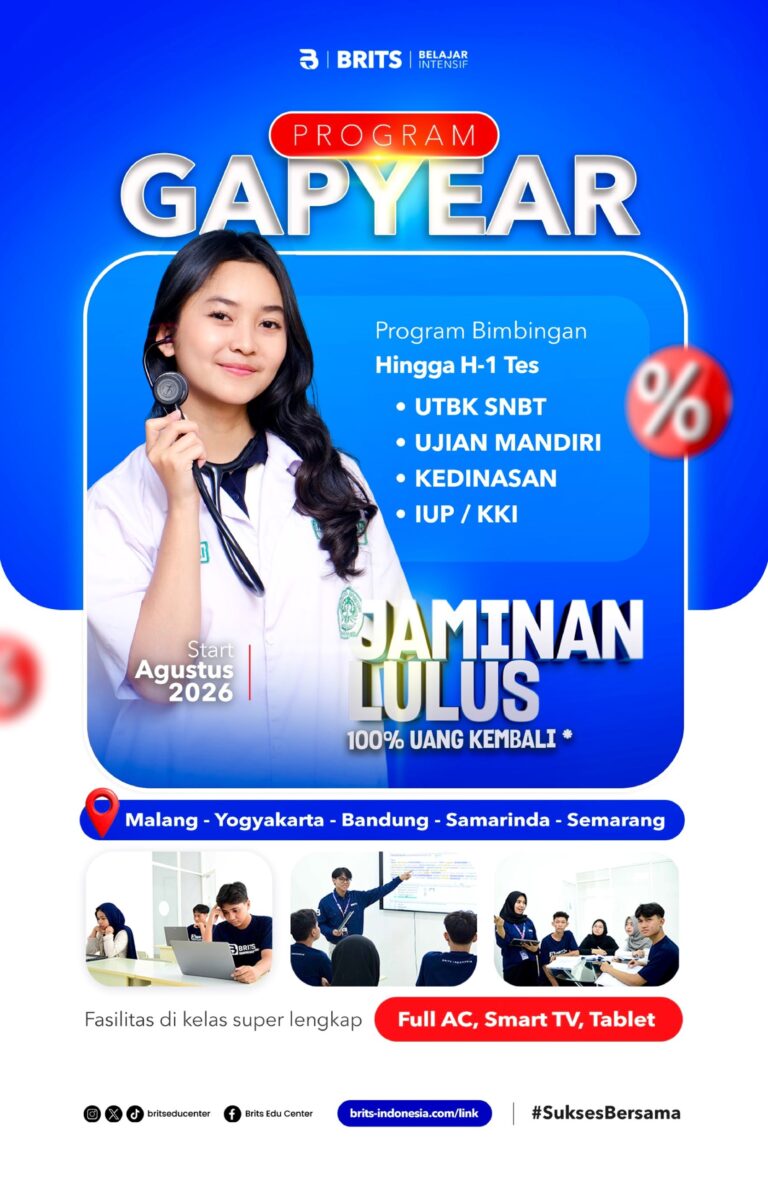 Bimbel PROGRAM GAPYEAR BRITS Indonesia - Belajar Intensif UTBK SNBT - Bimbel Sukses Masuk PTN 2027