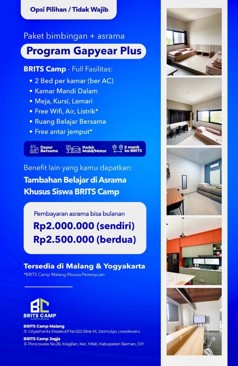 Bimbel PROGRAM GAPYEAR BRITS Indonesia - Belajar Intensif UTBK SNBT - Bimbel Sukses Masuk PTN 2027