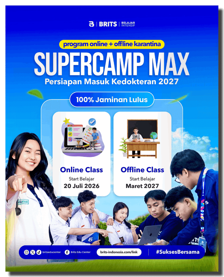 Brosur Supercamp Max Bimbel Jaminan Kedokteran (Online + Offline Karantina) BRITS Indonesia