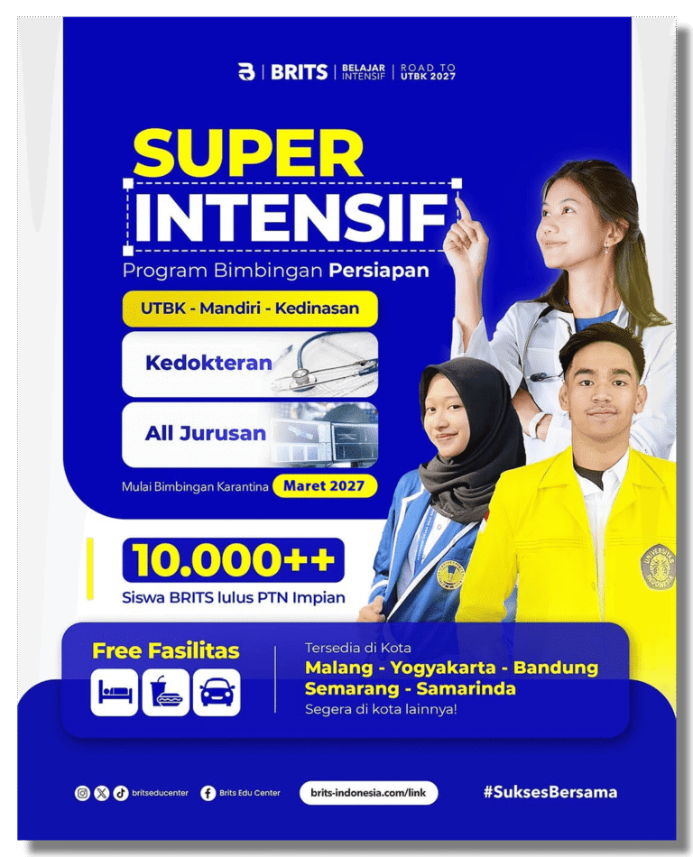 Bimbel Kedokteran Terbesar Supercamp, Bimbel Liburan Sekolah UTBK SNBT Terbaik BRITS Indonesia Yogyakarta Malang Bandung Semarang Samarinda Surabaya - 082264224264