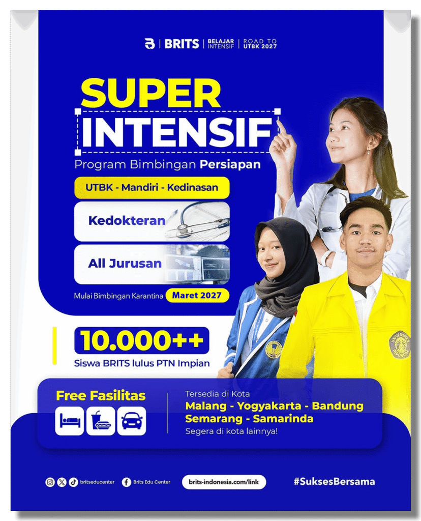 Bimbel Kedokteran Terbesar Supercamp, Bimbel Liburan Sekolah UTBK SNBT Terbaik BRITS Indonesia Yogyakarta Malang Bandung Semarang Samarinda Surabaya - 082264224264