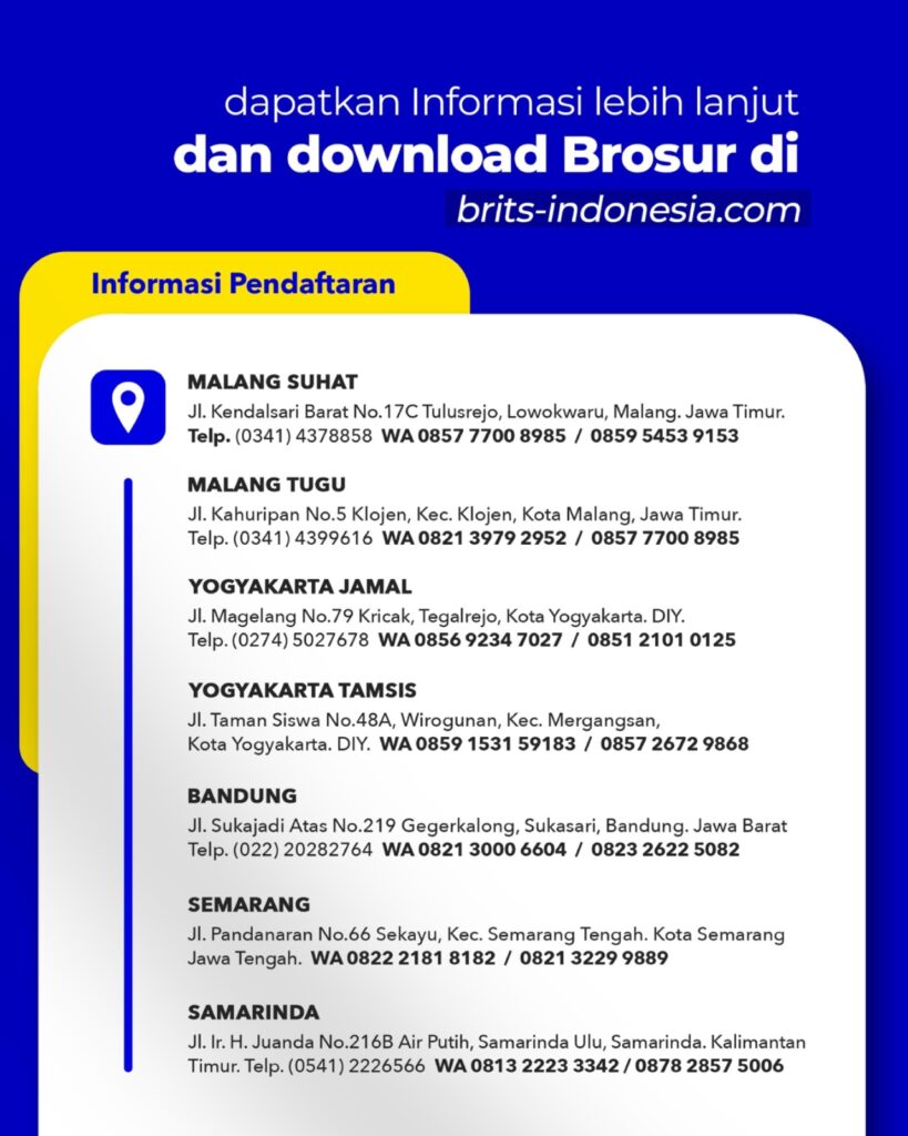 Program Bimbel Liburan Sekolah Akhir Tahun UTBK SNBT Terbaik BRITS Indonesia Yogyakarta Malang Bandung Semarang Samarinda Surabaya Palembang - 082264224264
